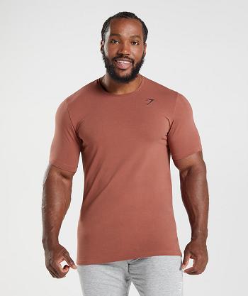 Gymshark Essential T Shirts Herr Rosa Bruna | SE 3812RVD
